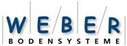 Logo mit dem Text "Weber Bodensysteme" in blauen Buchstaben auf weißem Hintergrund.