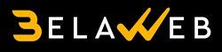 Logo de BelaWeb en fondo negro con letras amarillas y blancas.
