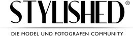 Schwarz-weiß-Logo mit Schriftzug "STYLISHED", darunter "Die Model und Fotografen Community".