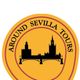 Logotipo circular de "Around Sevilla Tours" con un puente y torre en la silueta de la ciudad.