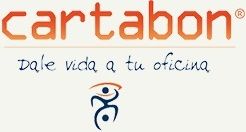 Logo de Cartabon, texto: "Dale vida a tu oficina", con un diseño de figura estilizada abajo.