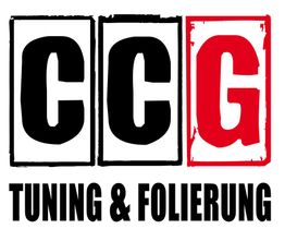 Logo mit den Buchstaben "CCG" und dem Text "Tuning & Folierung" in Schwarz und Rot.