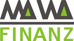 Logo mit dem Text "MAWA FINANZ", grüne und schwarze geometrische Formen enthalten.
