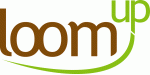 Logo mit braunem "loom" und grünem "up", verbunden durch einen grünen Bogen.