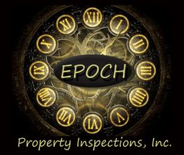 Gears and clock face with "EPOCH Property Inspections, Inc." in gold lettering.