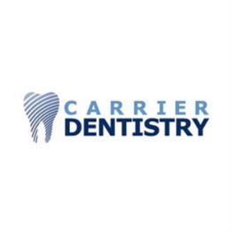 Logo for "Carrier Dentistry" with a stylized tooth design on the left.