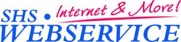 Logo mit Text "SHS Webservice. Internet & More!" in Blau und Pink.