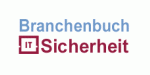 Logo mit Text "Branchenbuch IT Sicherheit" in blauer und roter Schrift auf weißem Hintergrund.