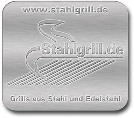 Logo der Webseite "stahlgrill.de" mit Grillmotiv und Text "Grills aus Stahl und Edelstahl".