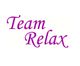 Text "Team Relax" in lila Kursivschrift auf weißem Hintergrund.