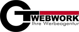 Logo von GT Webwork, einer Werbeagentur, mit schwarz-rotem Design.