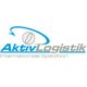 Logo von Aktiv Logistik mit globalem Pfeil und Text "Internationale Spedition".