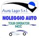 Logo di Aura Lago S.r.l. con scritta "Noleggio Auto, Tour Operator NCC".