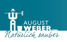 Logo von August Weber GmbH mit Text "Natürlich sauber" und einem stilisierten Arbeiter.