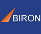 Blaues Logo mit dem Wort "BIRON" in Weiß, links ein orangefarbenes Dreieck.