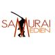 Logo mit silbernem Samurai und Schriftzug "SAMURAI MEDIEN" in Rot und Orange.