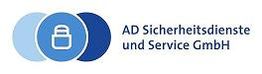 Logo von AD Sicherheitsdienste und Service GmbH mit drei Kreisen und einem Schloss-Symbol.