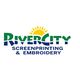 Logo of River City Screenprinting & Embroidery with a sun graphic above the text.