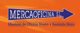 Logo de Mercaoficina S.L. sobre fondo naranja. Texto: "Muebles de Oficina Nuevo y Segunda Mano".