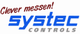 Logo von "Systec Controls" mit Slogan "Clever messen!" in blau-roter Schrift.