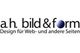 Logo von "a.h. bild & form" mit dem Slogan "Design für Web- und andere Seiten".