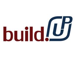 Logo mit dem Wort "build" in Rot und "up" in Blau.