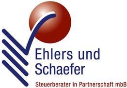 Logo von Ehlers und Schaefer, Steuerberater in Partnerschaft, mit abstrakter Grafik.