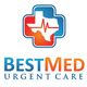 BestMed Urgent Care logo with Texas map and heartbeat line in a cross shape.