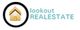 Logo of Lookout Real Estate with a house icon inside a black circle.