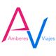 Logo de "Amberes Viajes" con letras estilizadas en rosa y azul.