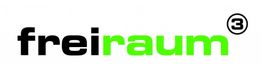 Schwarzer Schriftzug "frei" und grüner Schriftzug "raum", daneben eine eingekreiste Zahl 3.