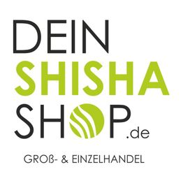 Schriftzug "Dein Shisha Shop.de" mit grünem Logo, darunter "Groß- & Einzelhandel".