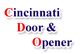 Logo with text: "Cincinnati Door & Opener" in red and blue letters.