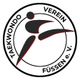 Logo des Taekwondo Vereins Füssen e.V. mit stilisierter Figur in Sprungposition.