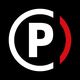 Schwarz-weiß-rotes Logo mit dem Buchstaben "P" in der Mitte.
