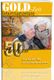 Zeitschrift mit älterem Paar, Aufschrift "Gold-Zeit" und "50 Hochzeit", herbstlicher Hintergrund.