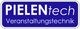 Blaues Logo mit weißem Text: "PIELENtech" und "Veranstaltungstechnik".