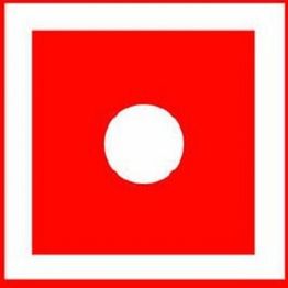 Cuadrado rojo con un círculo blanco en el centro.