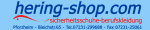 Logo von hering-shop.com, mit Kontaktdaten und Webadresse, auf hellblauem Hintergrund.