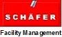 Rotes Logo mit "SCHÄFER" in Weiß. Darunter steht "Facility Management".