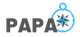 Logo mit dem Wort "PAPA" und einem blauen Kompasssymbol rechts im Bild.