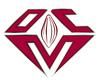 Stylized red and white geometric logo with abstract shapes and a central almond-like design.