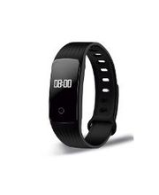 Reloj inteligente negro con pantalla digital mostrando la hora "08:00".