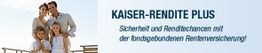 Familienfoto mit Text: Kaiser-Rendite Plus - Sicherheit und Renditechancen mit Rentenversicherung.