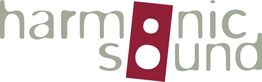 Logo mit Schriftzug „harmonic sound“, Buchstabe „o“ rot hervorgehoben.