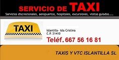 Anuncio de servicio de taxi en Islantilla, con número de teléfono: 667 56 16 81.