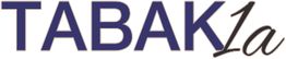 Logo mit dem Text "TABAK1a" in blau und schwarz auf weißem Hintergrund.