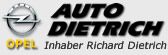 Opel-Logo, Text: „Auto Dietrich, Inhaber Richard Dietrich“.