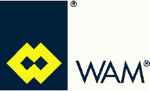 Logo mit einem gelben Symbol links und dem Schriftzug "WAM" rechts auf weißem Hintergrund.