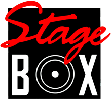 Logo mit rotem "Stage" und weißem "BOX" auf schwarzem Hintergrund.